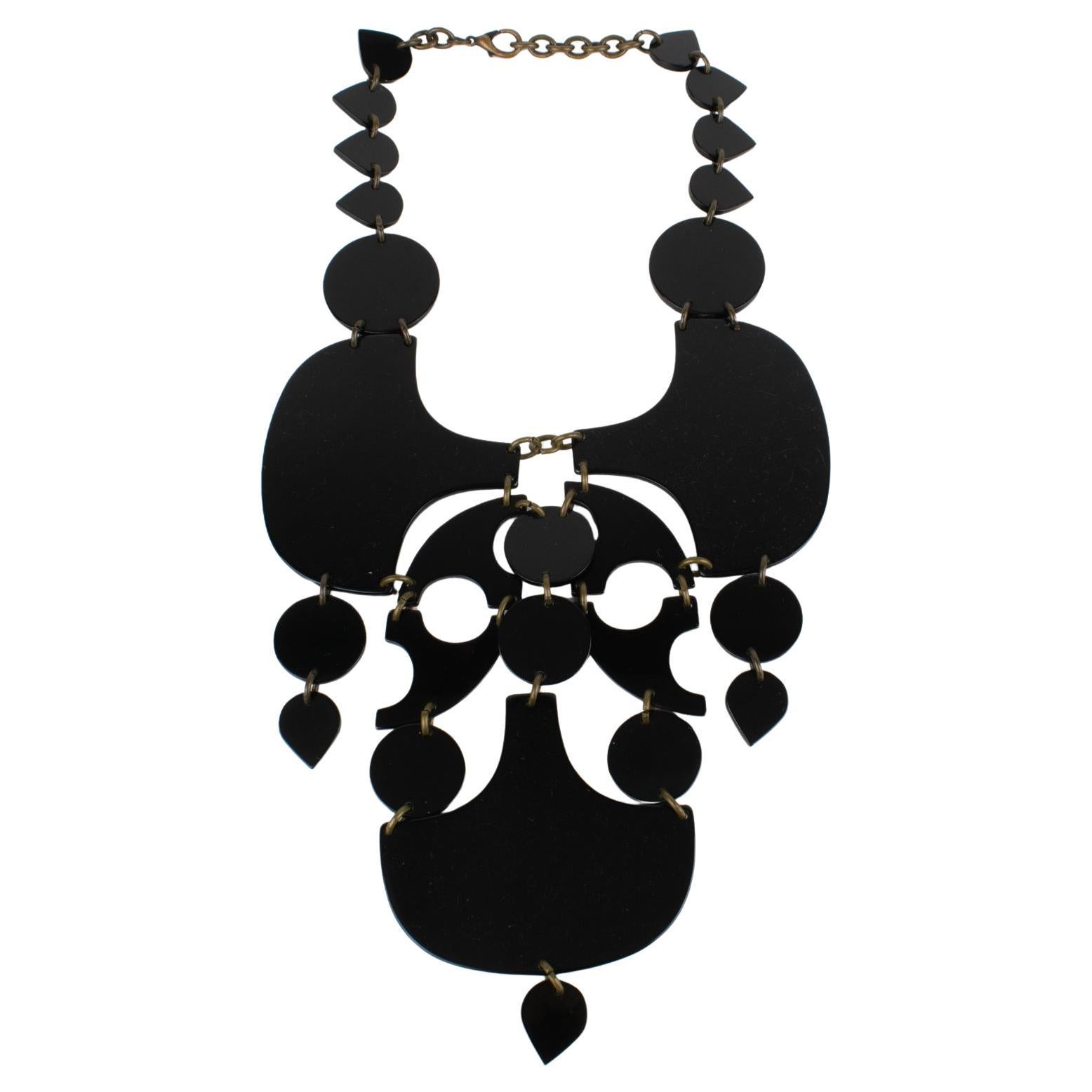 Missoni Italia Importante Collana a Bavaglino Geometrica in Acrilico Lucite