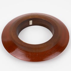 Missoni Italy Massive Flying Saucer Wood Bracelet with Maroon Enamel