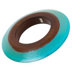 Missoni Bracelet en bois massif en forme de soucoupe volante avec émail turquoise, Italie