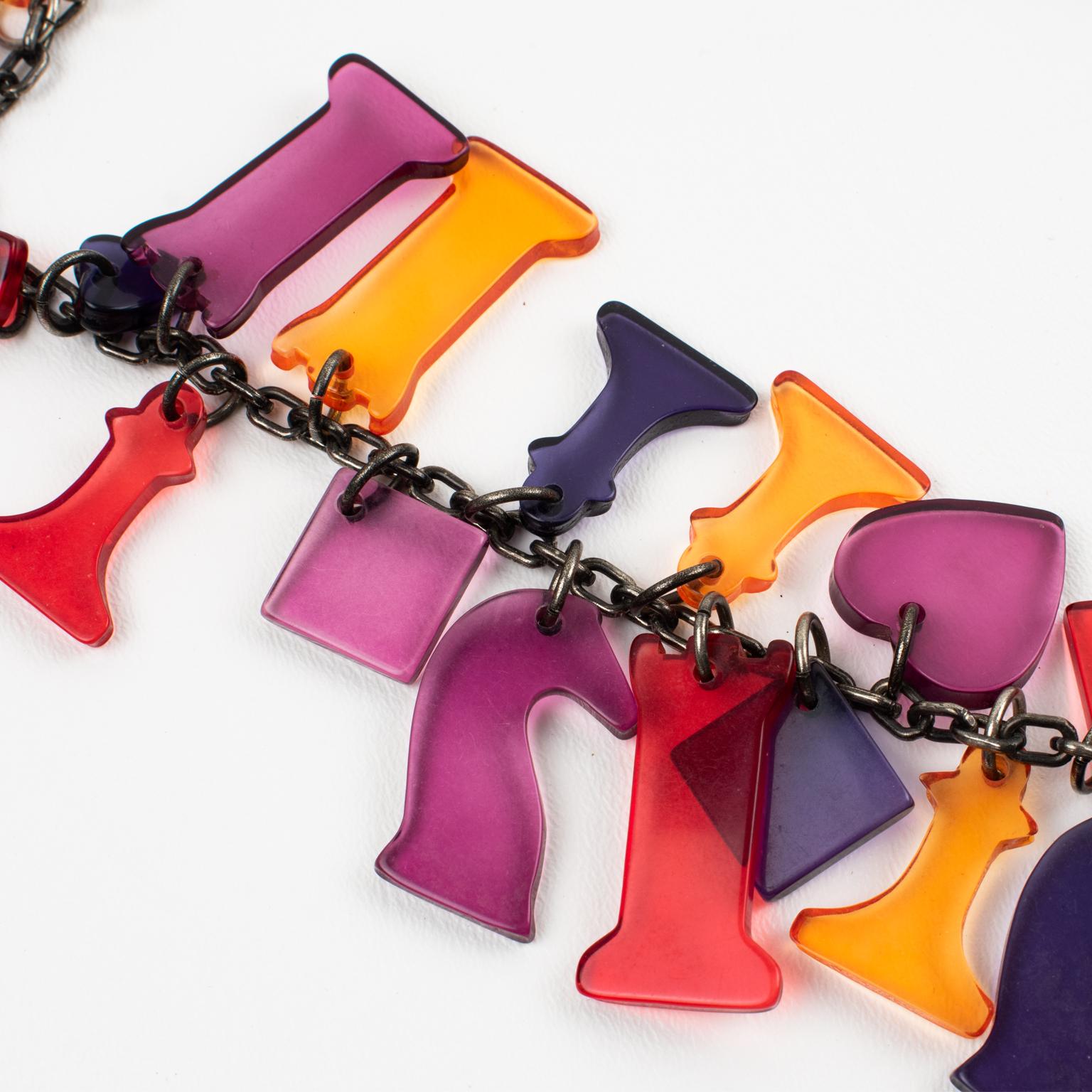 Missoni Italy Multicolor Resin Charm Necklace 2