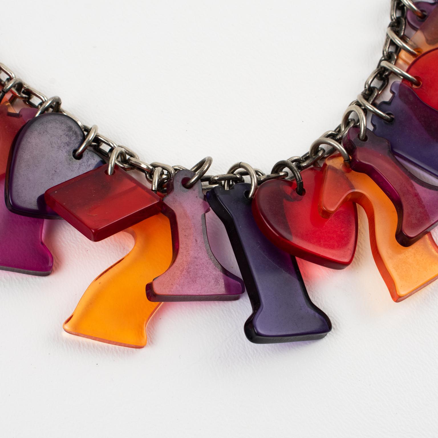 Modern Missoni Italy Multicolor Resin Charm Necklace