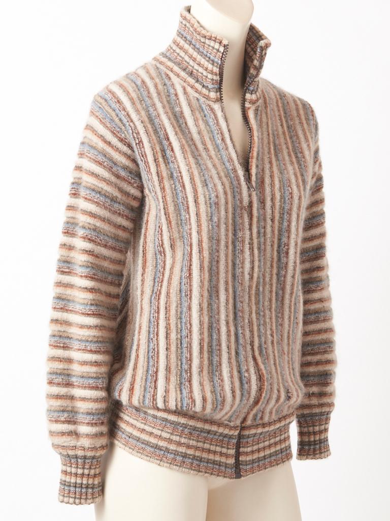 Brown Missoni Knit Blouson Jacket For Sale