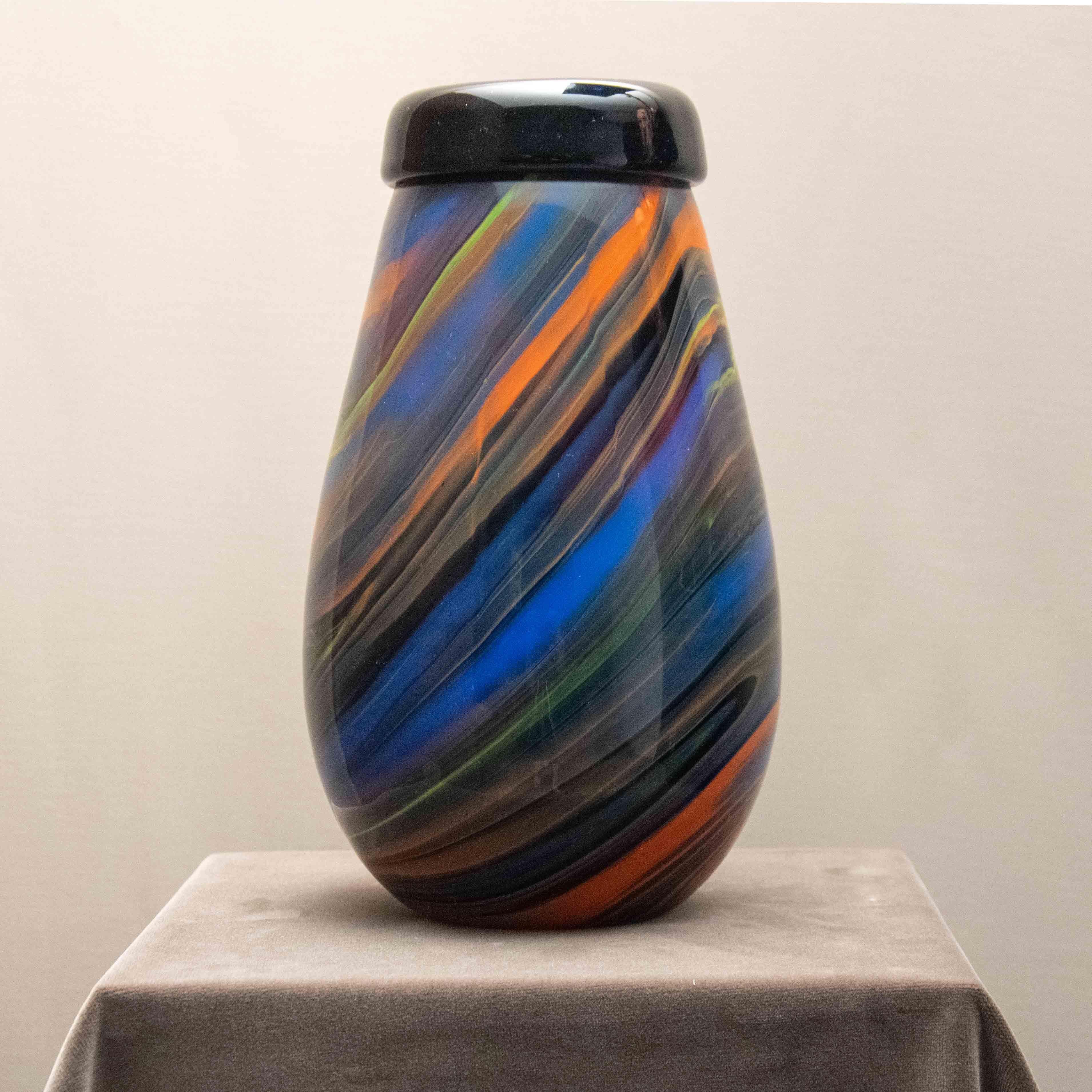 Large modern Murano black and colored glass with polychromatic marble vase.
It has made by Arte Vetro Murano for Missoni
Limited edition of 300 copies. This is no. 268/300.
 Engraved name and numbering on the base: Missoni by Arte Vetro Murano Cod