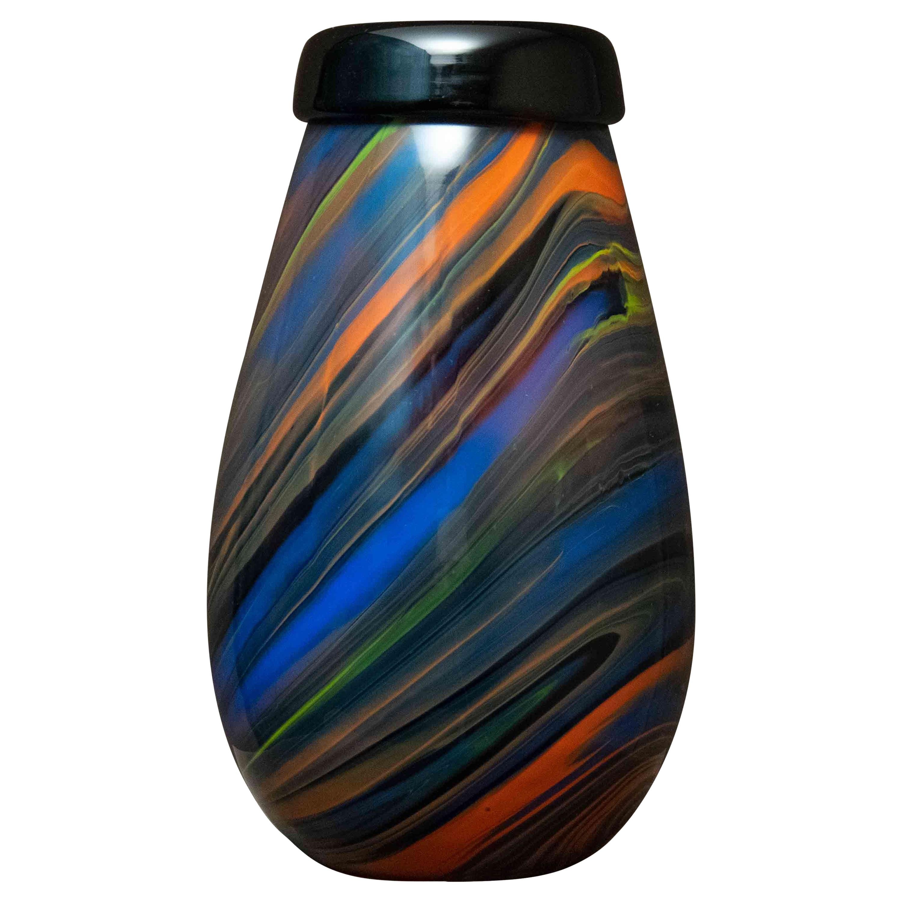 Missoni Large Arte Vetro Murano Polychromatic Marble Italian Vase, 1980