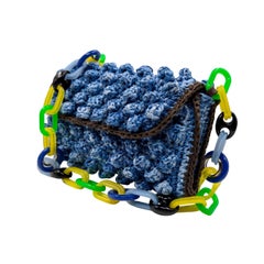 MISSONI light blue raffia crochet bag