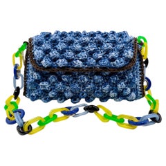 MISSONI light blue raffia crochet bag