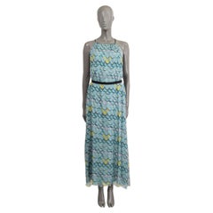 MISSONI hellblaues SCALE PRINT SLEEVELESS MAXI Kleid aus Seide 44 L