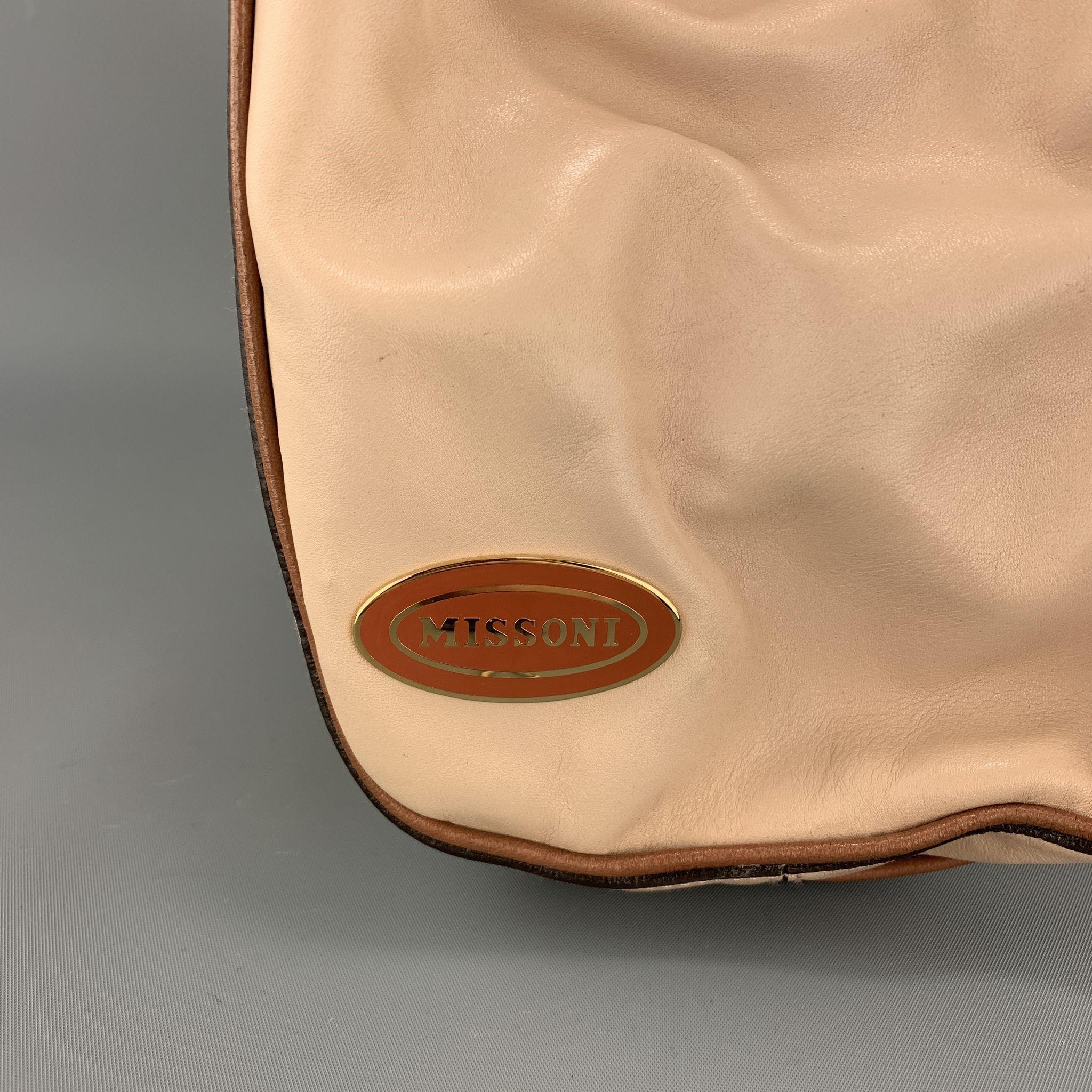 Beige MISSONI Light Pink Leather Double Zip Shoulder Handbag