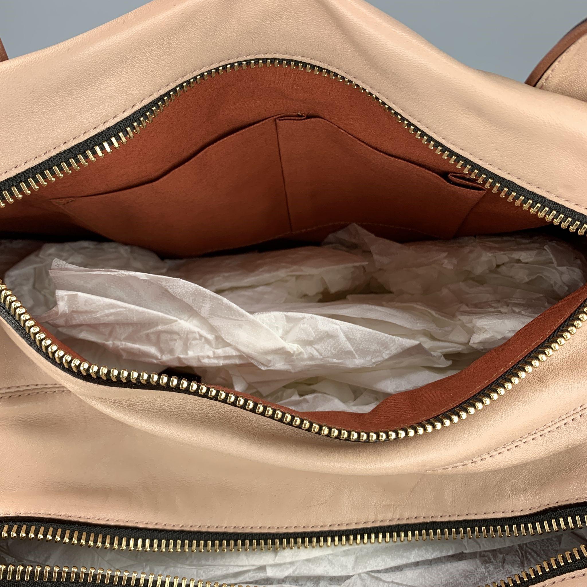MISSONI Light Pink Leather Double Zip Shoulder Handbag 1