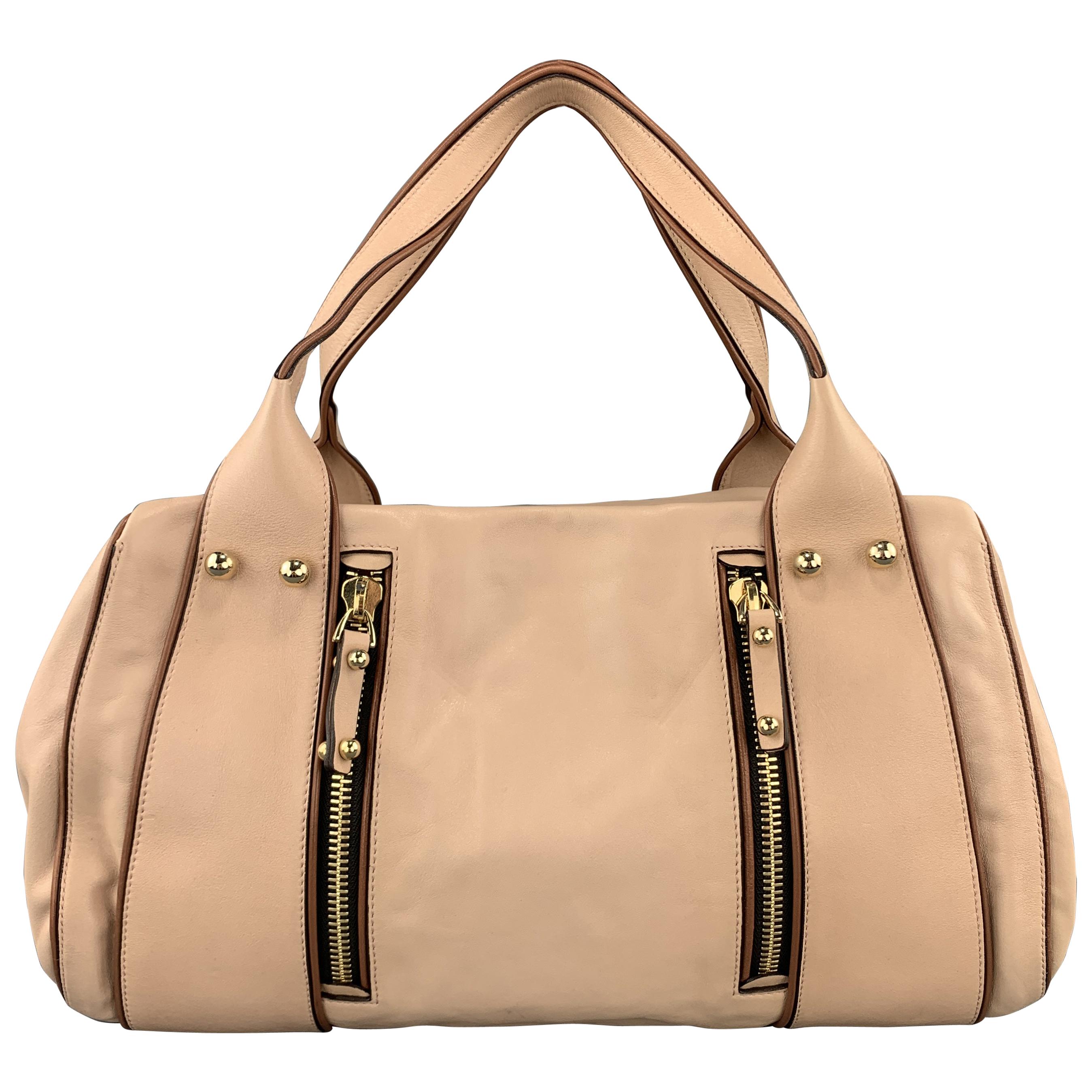 MISSONI Light Pink Leather Double Zip Shoulder Handbag