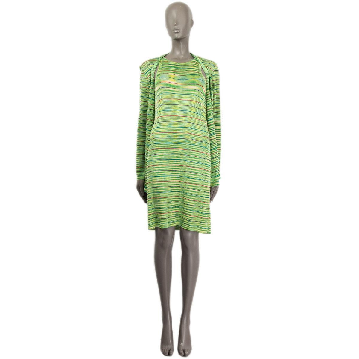 Green MISSONI lime green viscose STRIPED Sleeveless Knit Dress 40 S