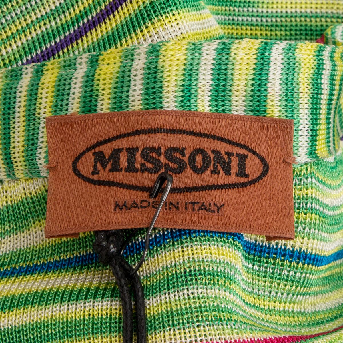 MISSONI lime green viscose STRIPED Sleeveless Knit Dress 40 S In Excellent Condition In Zürich, CH