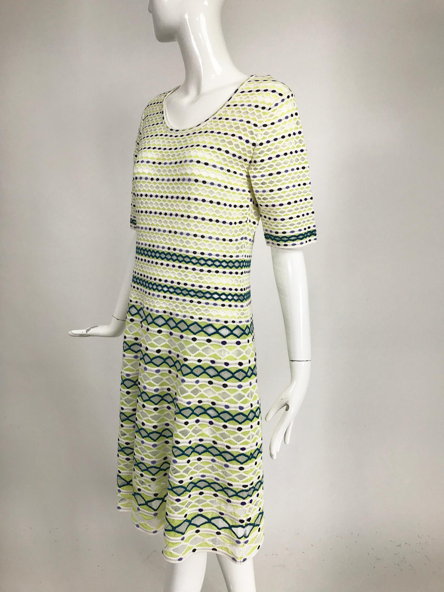 Missoni Lime, White & Black Honeycomb Stretch Knit Dress 5