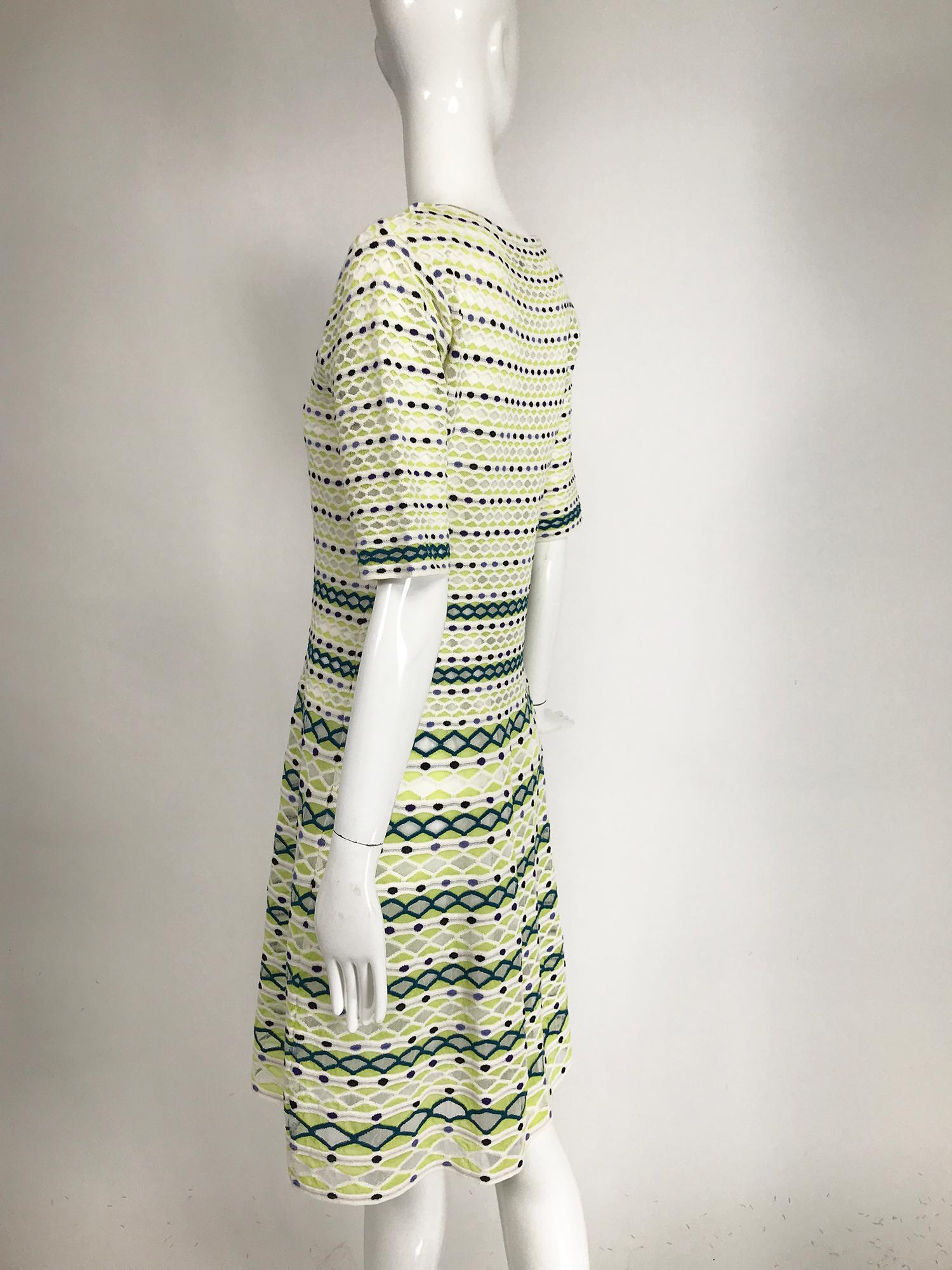 Missoni Lime, White & Black Honeycomb Stretch Knit Dress 4