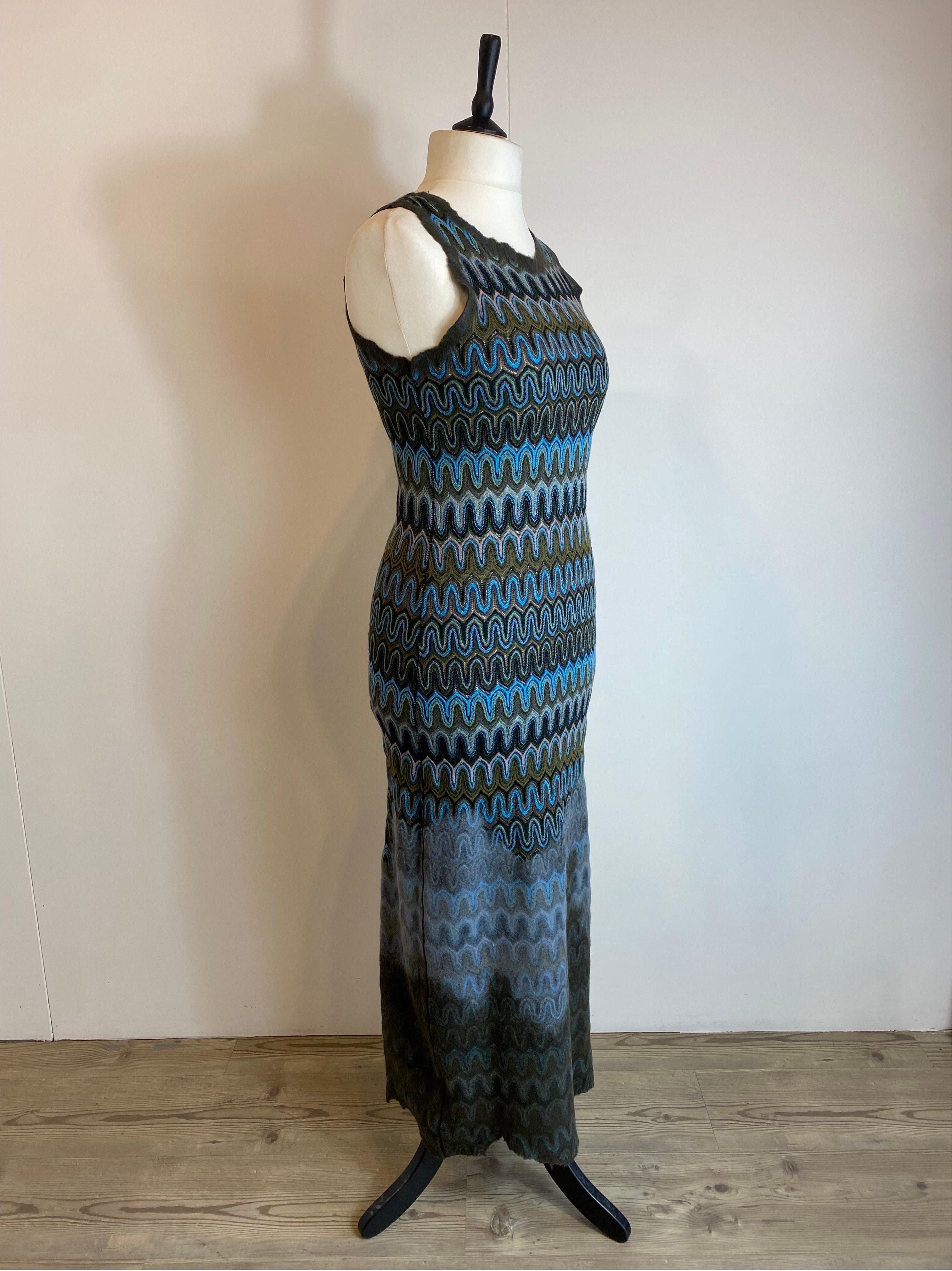 Missoni long blue and green viscose Dress For Sale 2