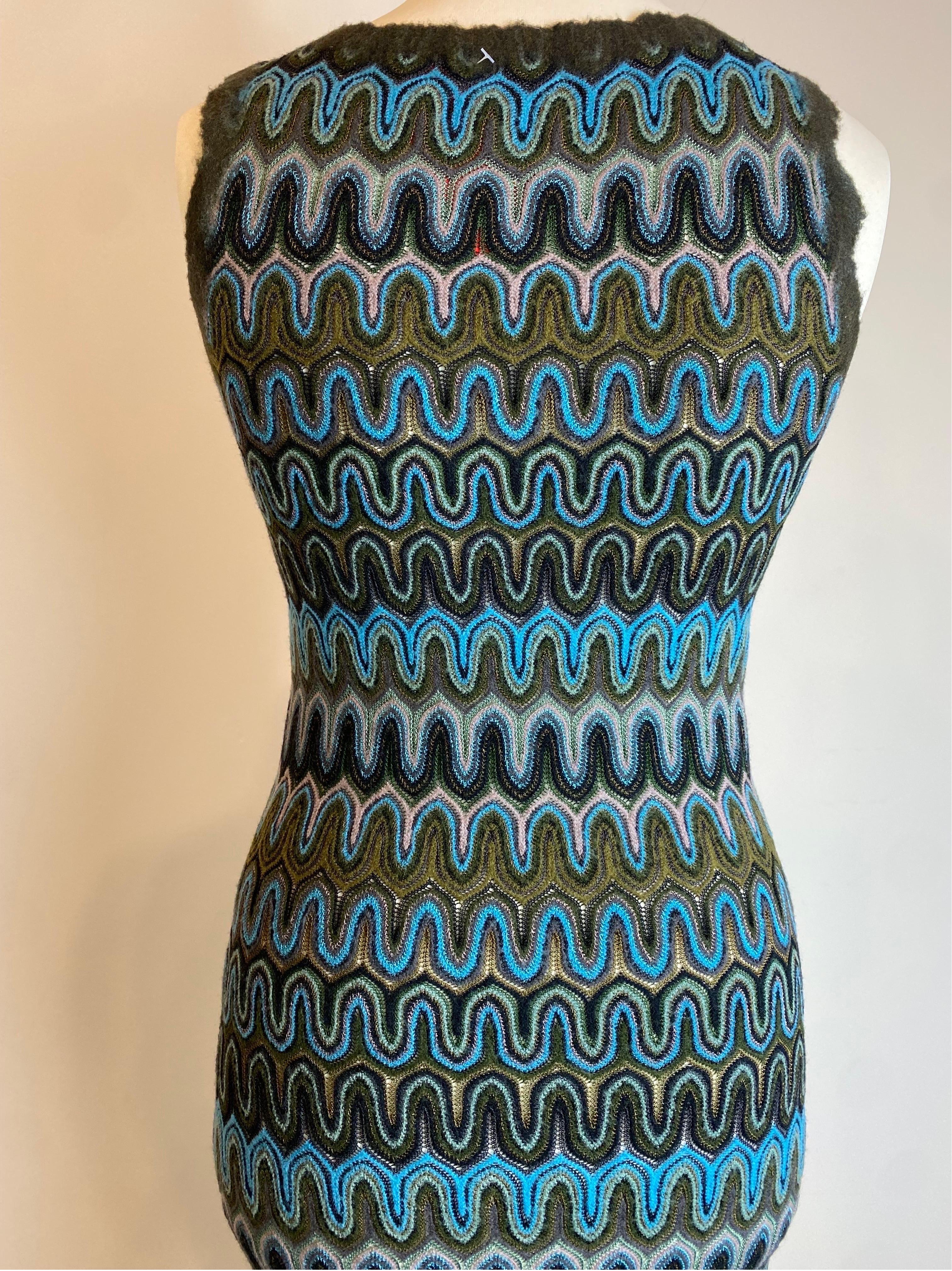 Missoni long blue and green viscose Dress For Sale 3