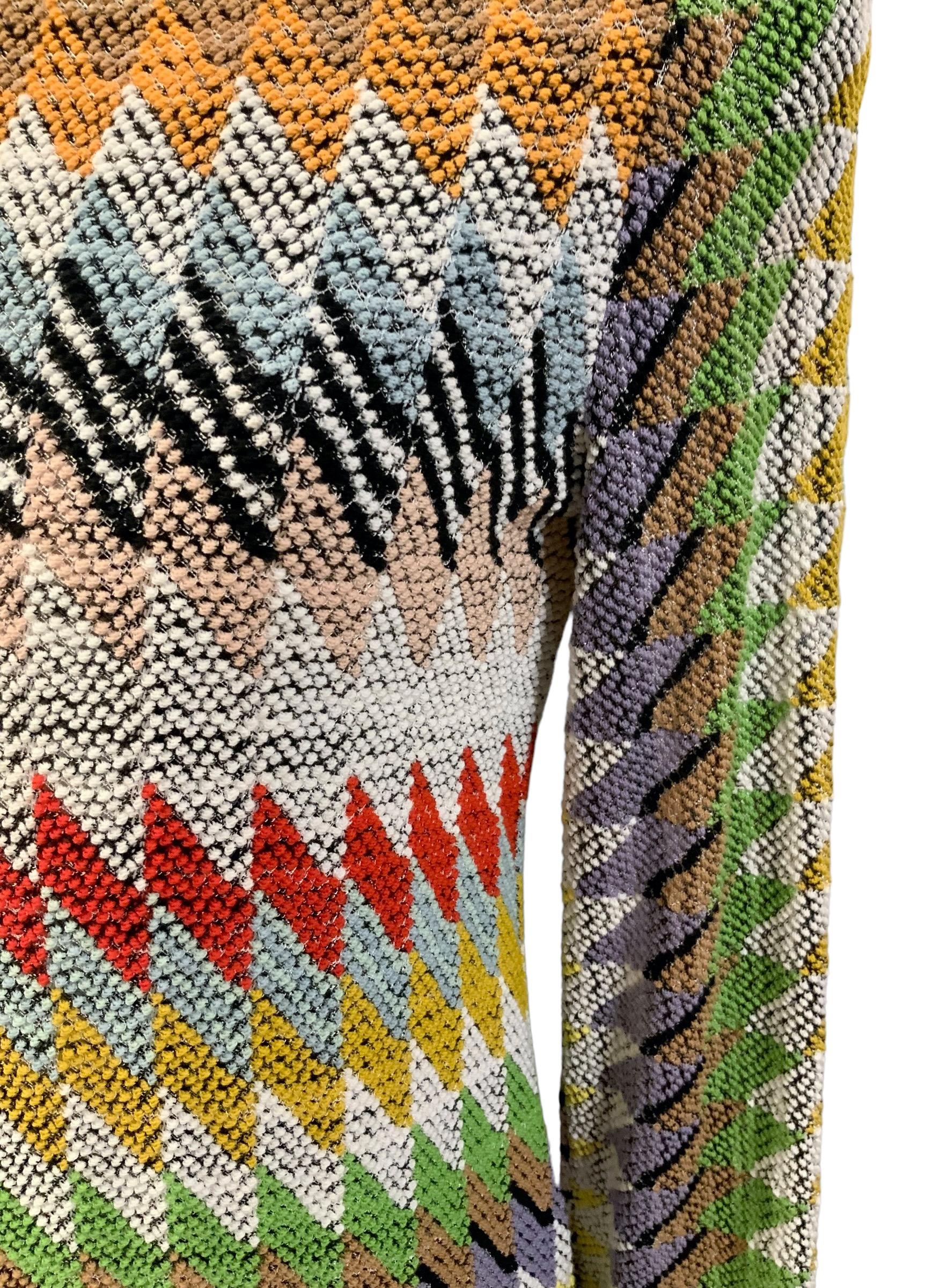 Women's Missoni Long Sleeve Multi-Stripe Fringe Knit Dress