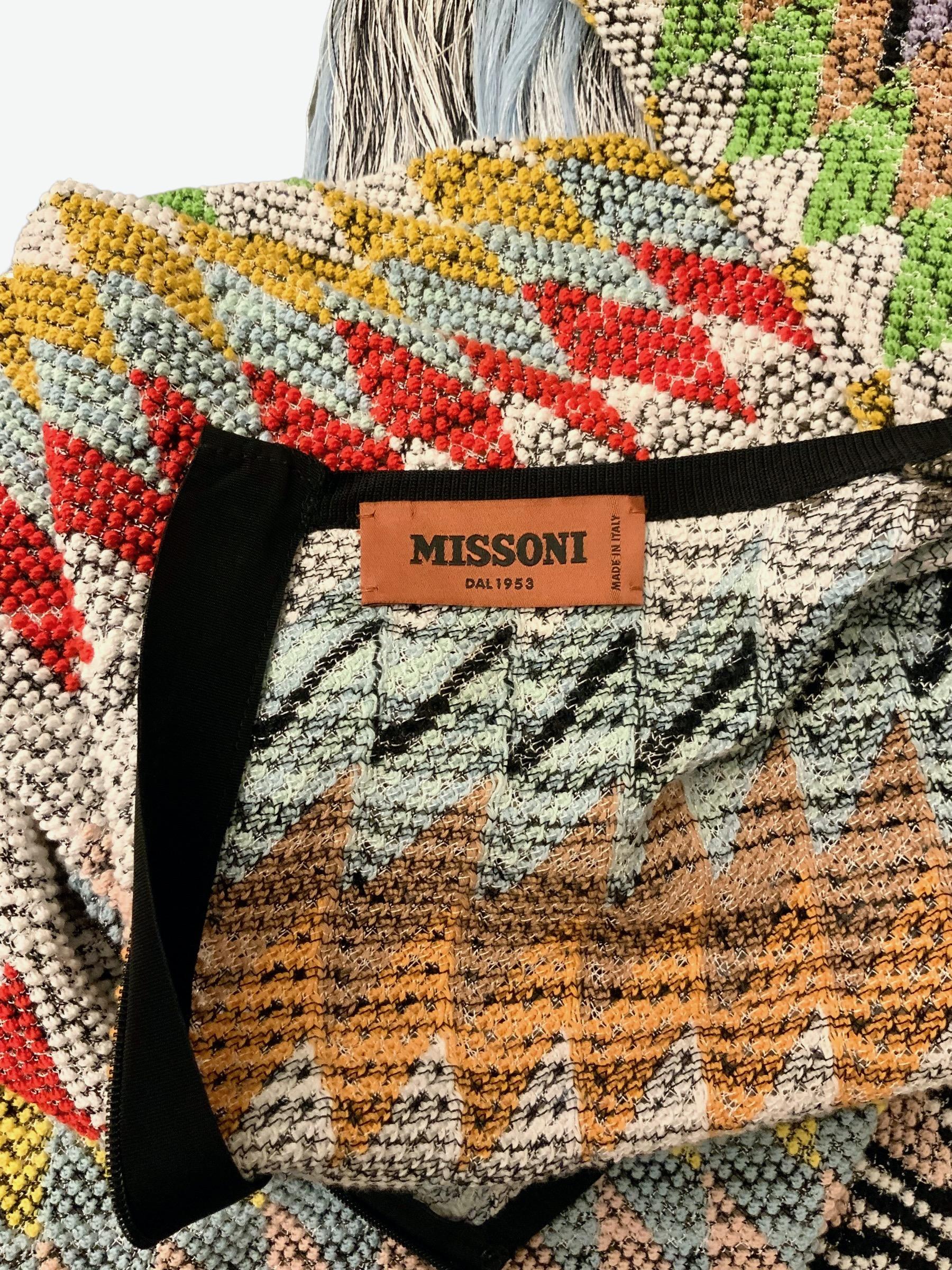 Missoni Long Sleeve Multi-Stripe Fringe Knit Dress 2