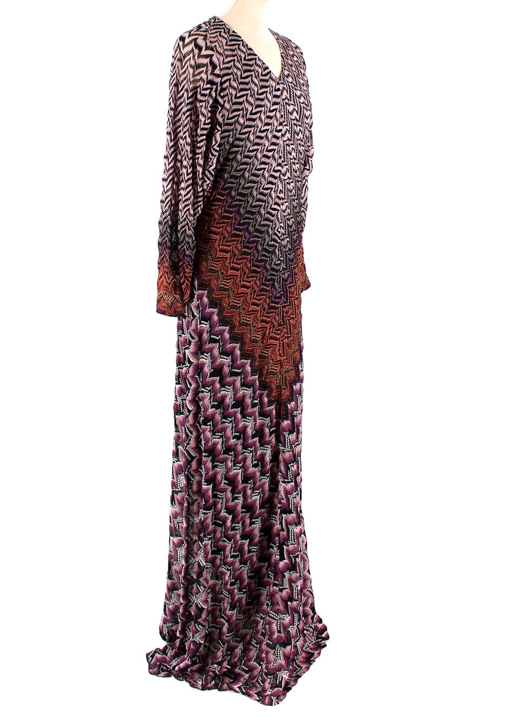 Black Missoni Lurex Chevron Wool Blend Gown - Size US 0-2 For Sale