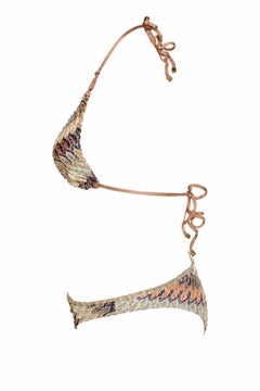 Missoni, lurex triangle bikini in gold tones