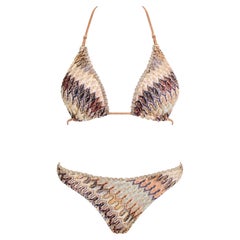 Missoni, lurex triangle bikini in gold tones
