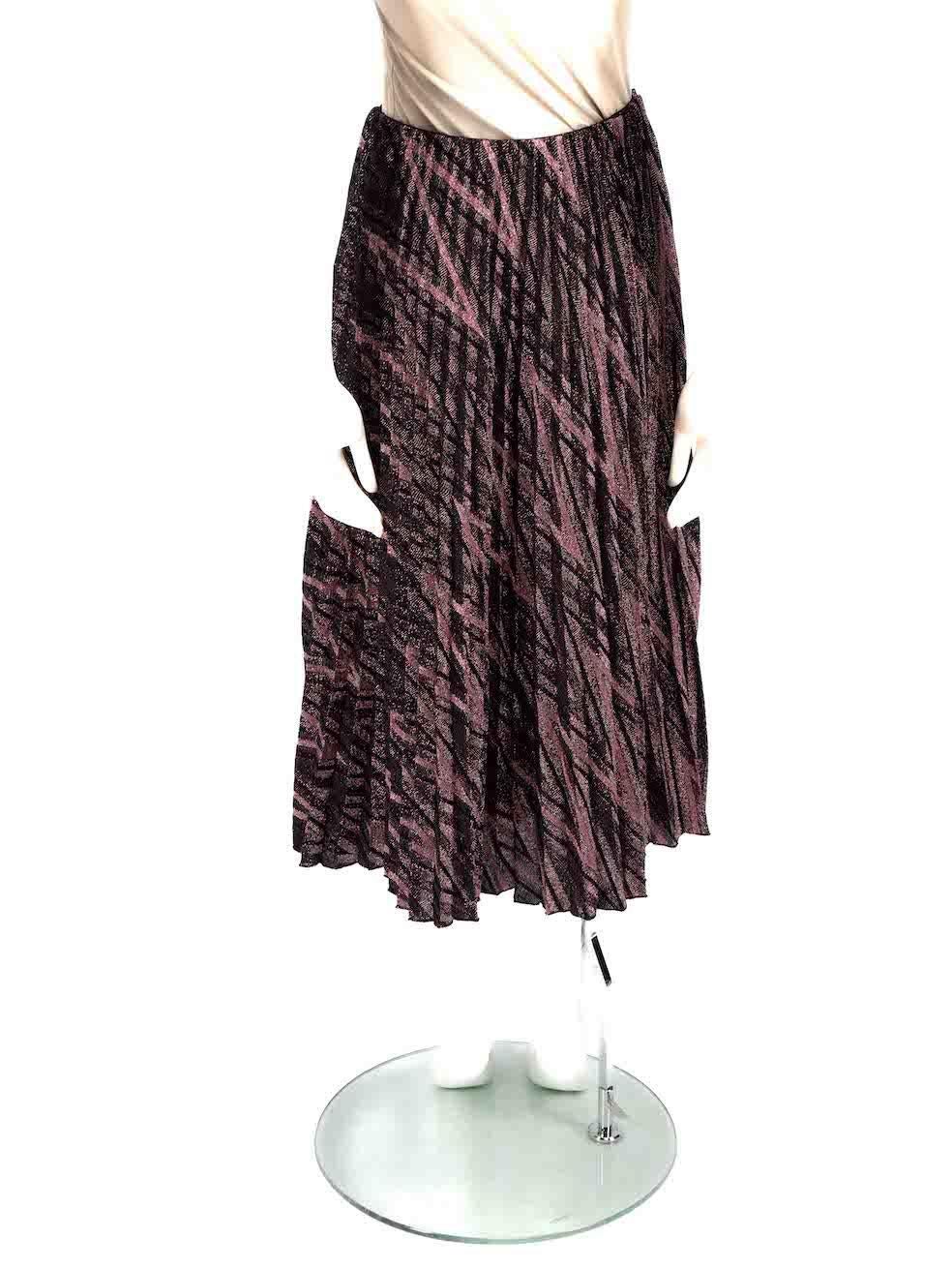 Missoni M by Missoni Glitter Zigzag Pleated Midi Skirt Size S In Good Condition For Sale In London, GB
