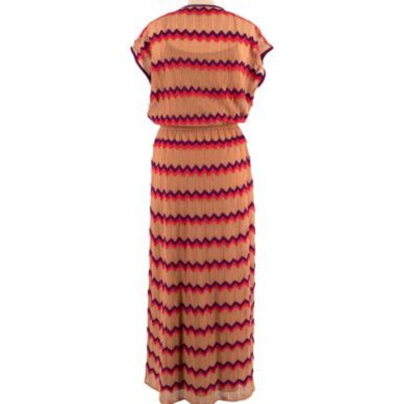 Missoni M  Collection Tan Zig-Zag Knit Kaftan Dress In Excellent Condition For Sale In London, GB
