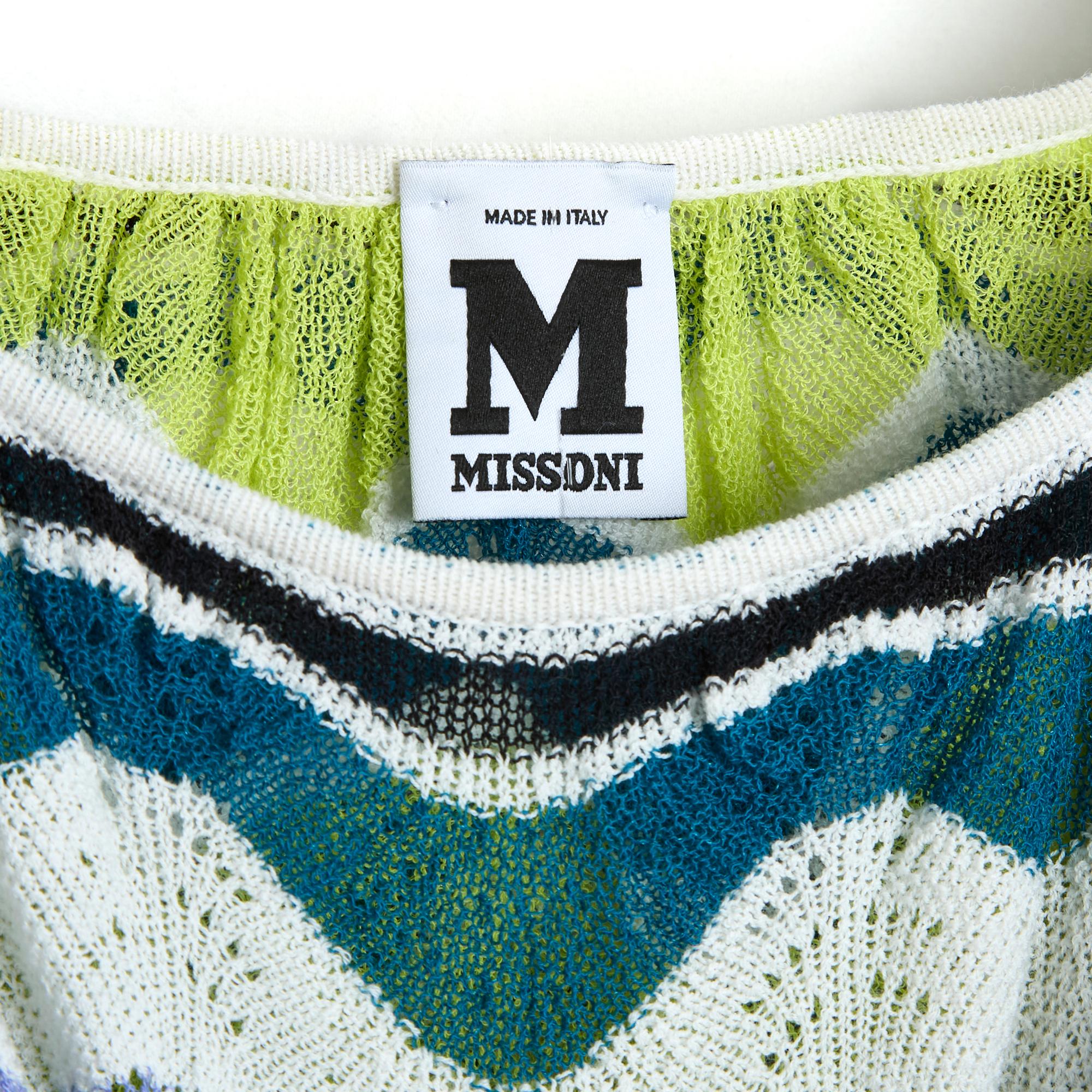 Missoni M Ensemble FR36 blue green Intarsia Top and Shorts US6 For Sale 2