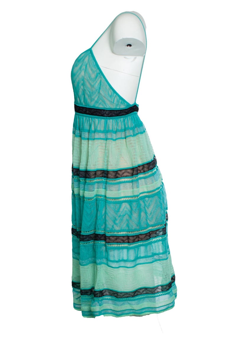 missoni green dress Preloved Dresses A delicate floral motif enlivens this long viscose womens cover Missoni Sequin-Embellished Metallic Crochet-Knit Halterneck