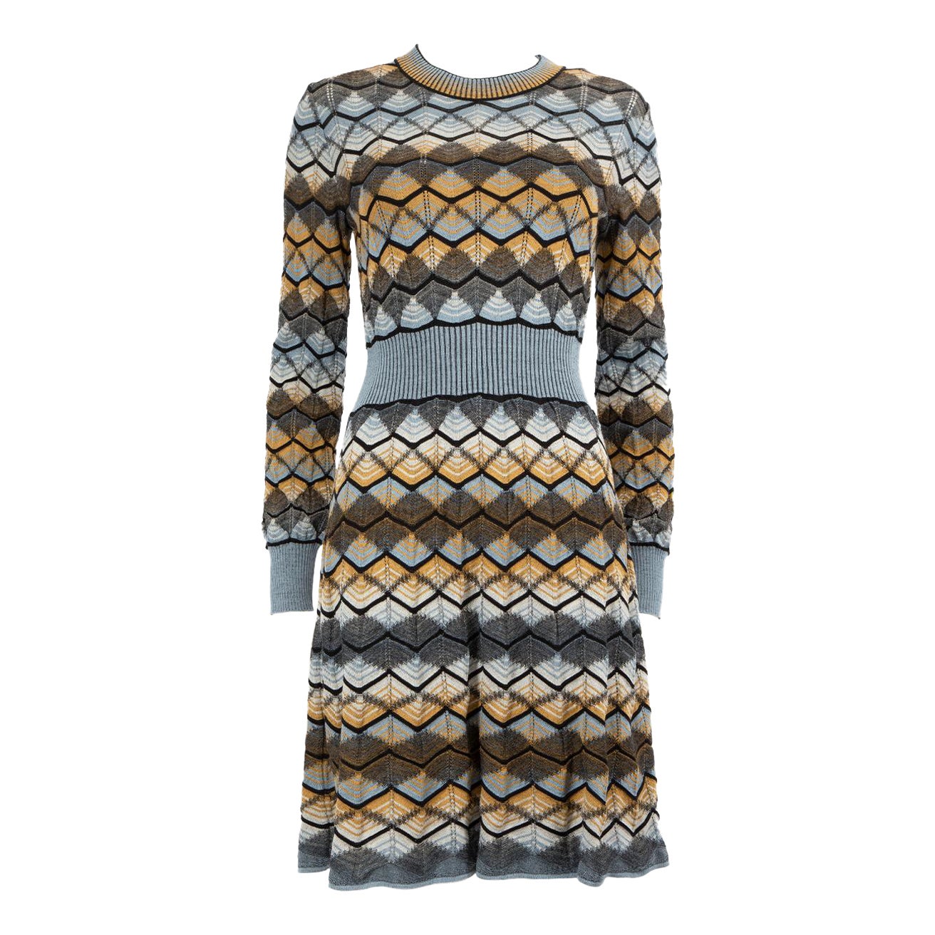 Missoni M Missoni Abstract Long Sleeve Mini Knit Dress Size S