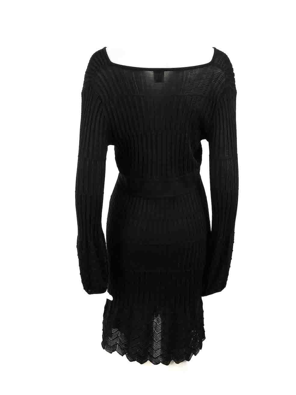 Missoni M Missoni Black Textured Knit Knee Length Dress Size L In Excellent Condition For Sale In London, GB