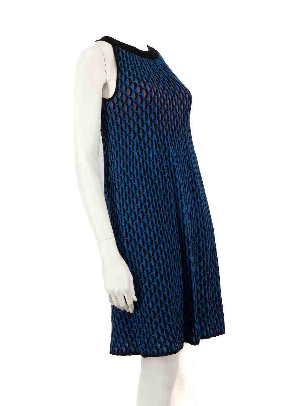 CONDITION is Very good. Hardly any visible wear to dress is evident. However, the composition label has been cut off on this used M Missoni designer resale item.
 
 
 
 Details
 
 
 Blue
 
 Wool
 
 Knit dress
 
 Abstract pattern
 
 Mini
 
