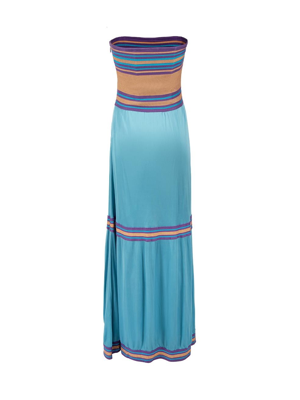 Missoni M Missoni Blue Striped Tube Maxi Dress Size S In Good Condition For Sale In London, GB