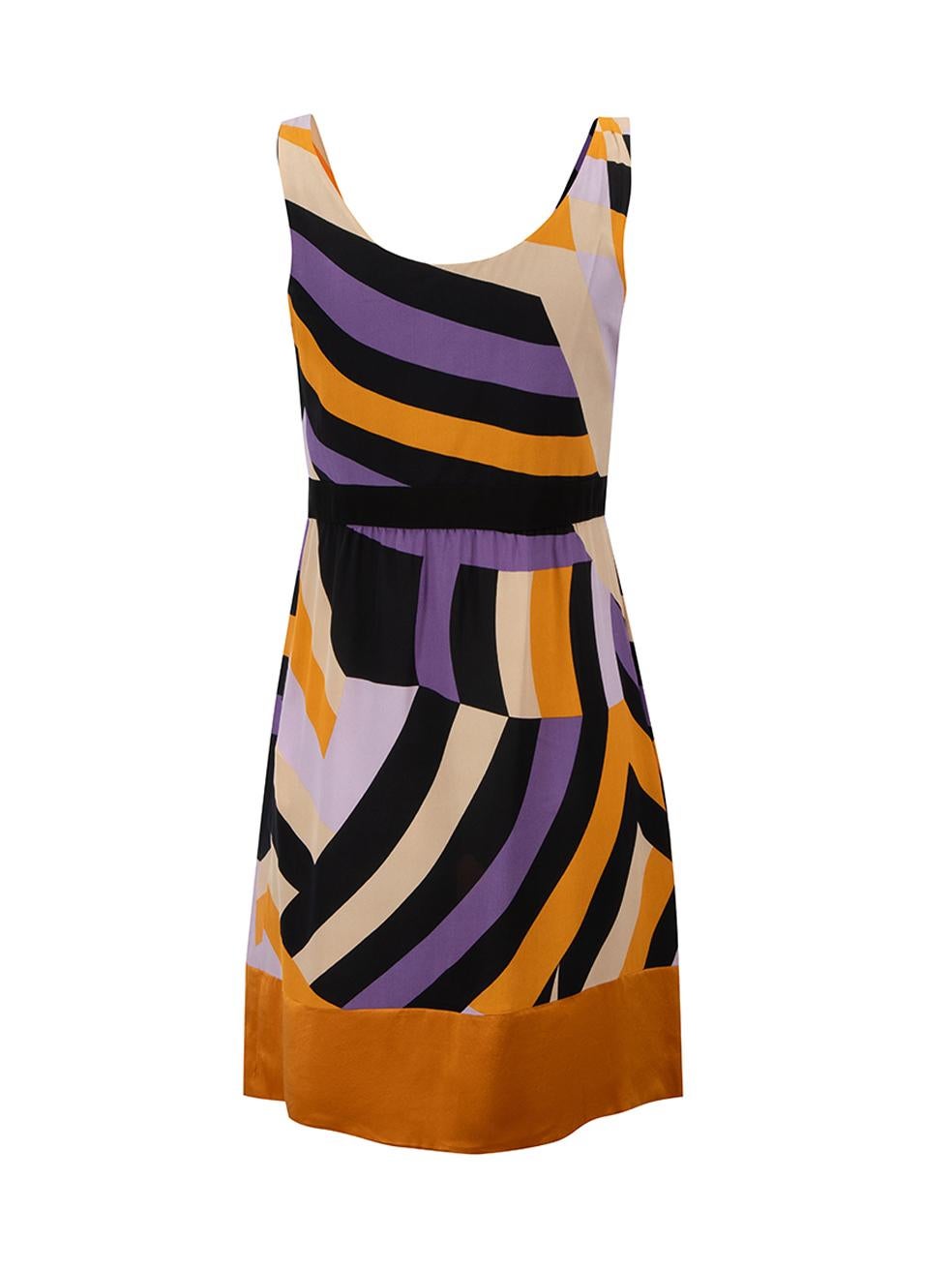 Brown Missoni M Missoni Geometric Print Silk Mini Dress Size S For Sale