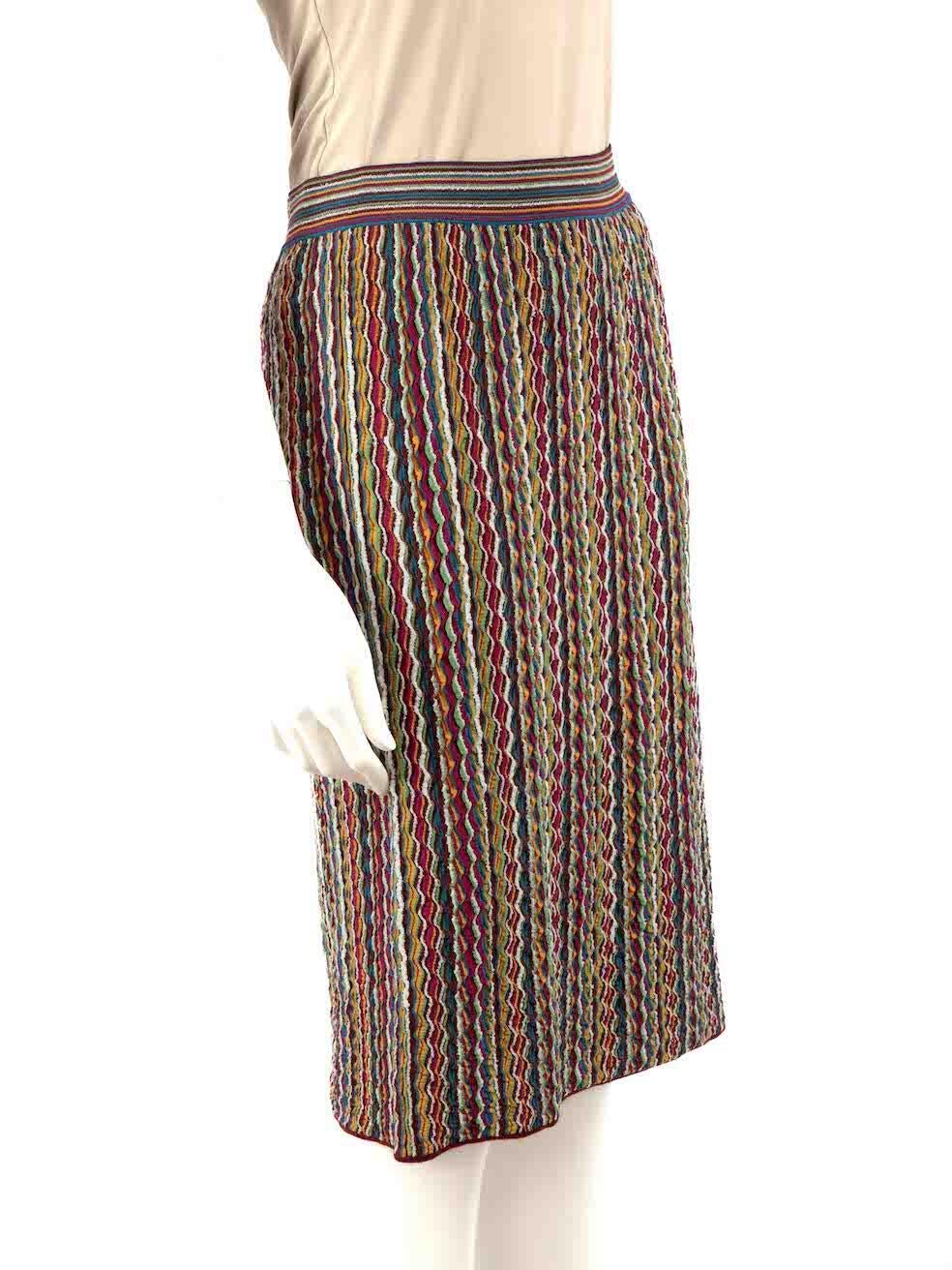 CONDITION is Very good. Hardly any visible wear to skirt is evident on this used M Missoni Limited designer resale item.
 
 Details
 Multicolour
 Cotton
 Knitted straight skirt
 Striped pattern
 Elasticated waistband
 Stretchy
 
 
 Made in Tunisia
