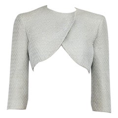 M Missoni M Missoni Giacca cropped a trama metallica blu pallido taglia S.I.M.
