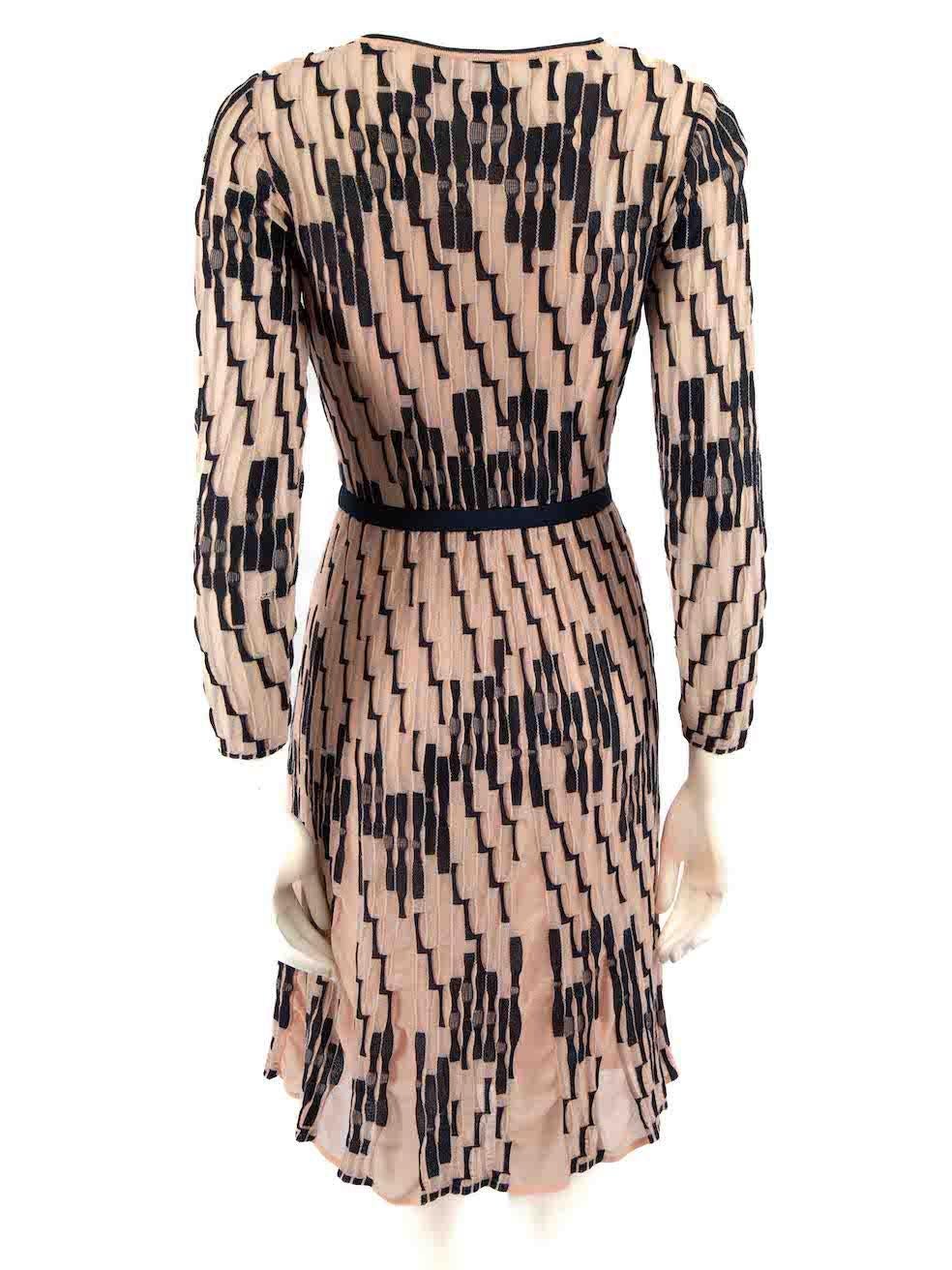 Missoni M Missoni Pink Abstract Knit Knee Length Dress Size S In Good Condition For Sale In London, GB