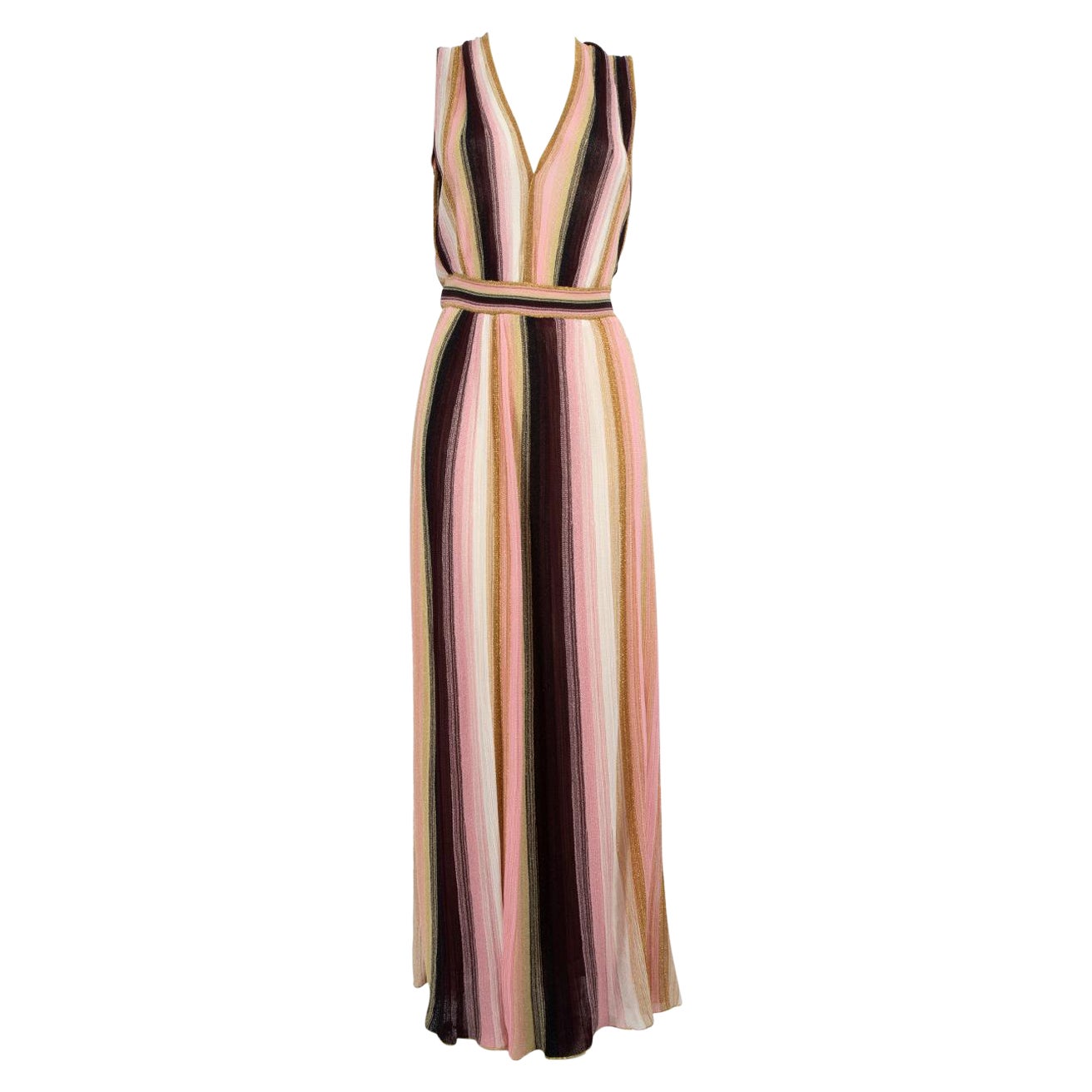 Missoni M Missoni Striped Metallic Knitted Maxi Dress Size L