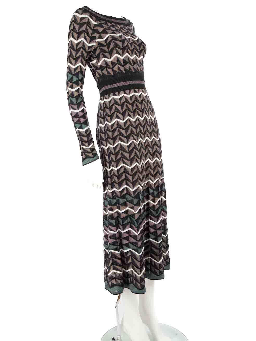 CONDITION is Very good. Minimal wear to the dress is evident. Minimal wear to the front above the hemline is seen with a pull to the weave on this used M Missoni designer resale item.
 
 
 
 Details
 
 
 Multicolour - Green, brown and white
 
 Wool

