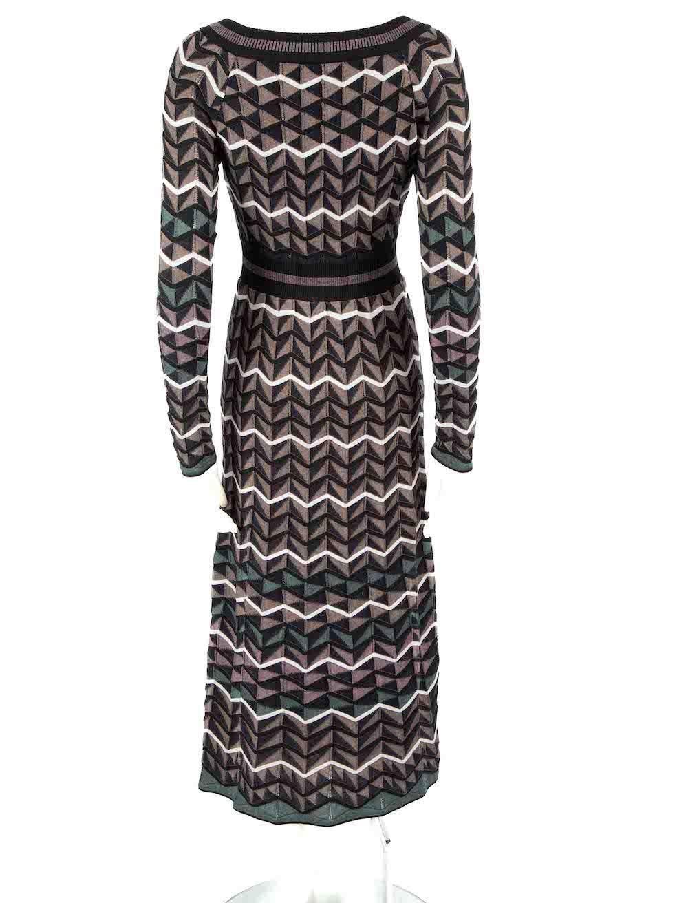 Black Missoni M Missoni Zig Zag Pattern Knit Midi Dress Size M