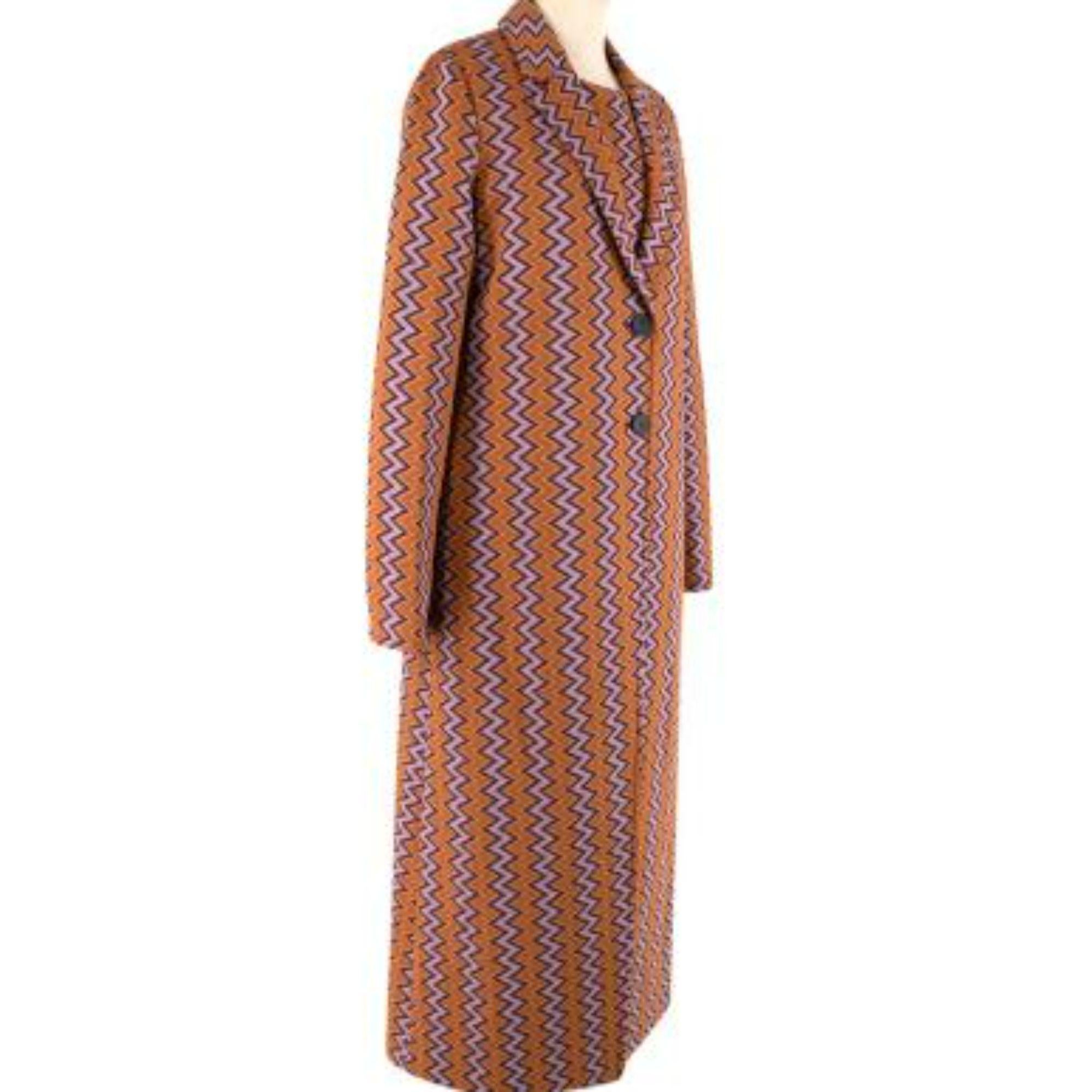 Missoni M Orange Zig Zag Printed Coat & Dress Suit In Excellent Condition For Sale In London, GB