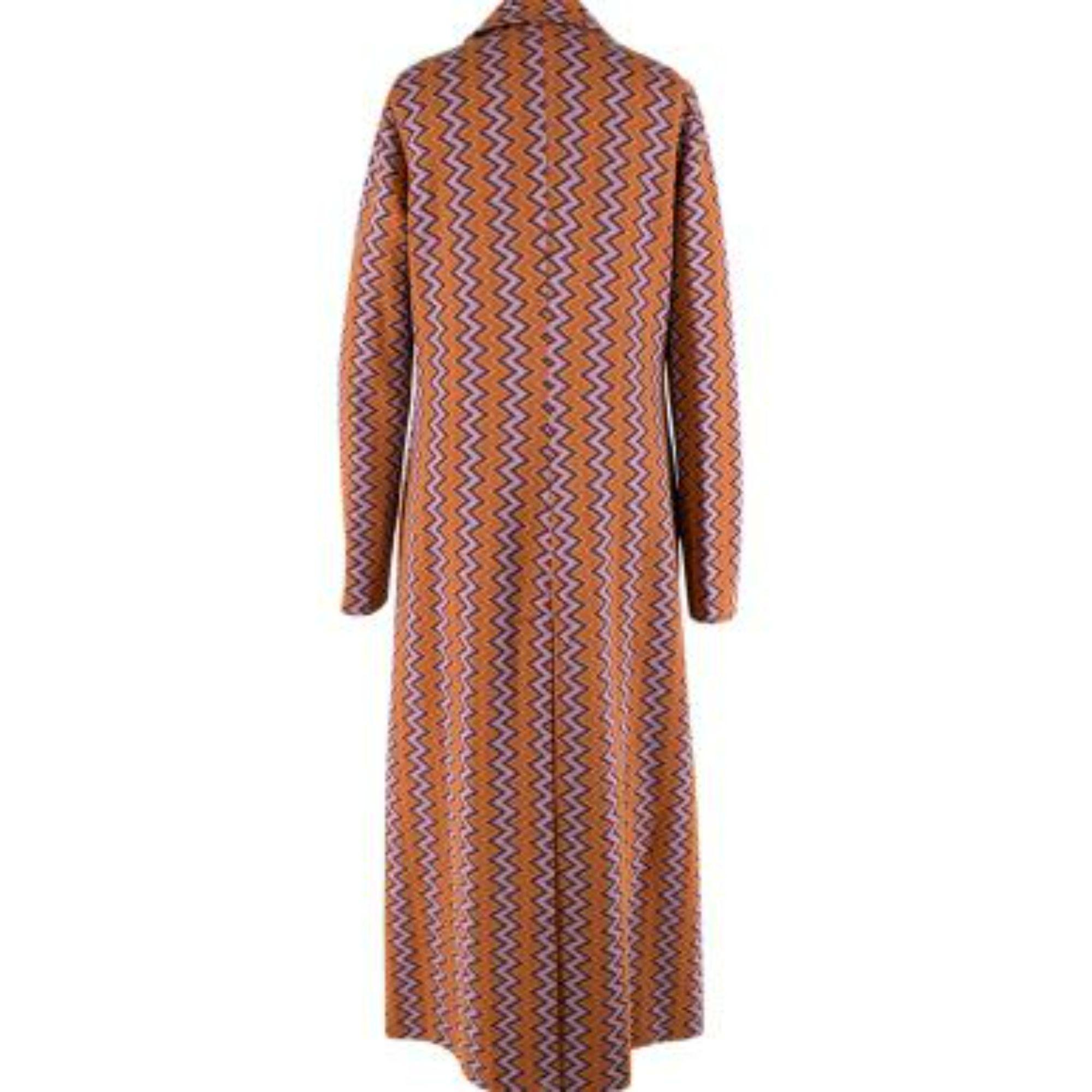 Women's Missoni M Orange Zig Zag Printed Coat & Dress Suit For Sale