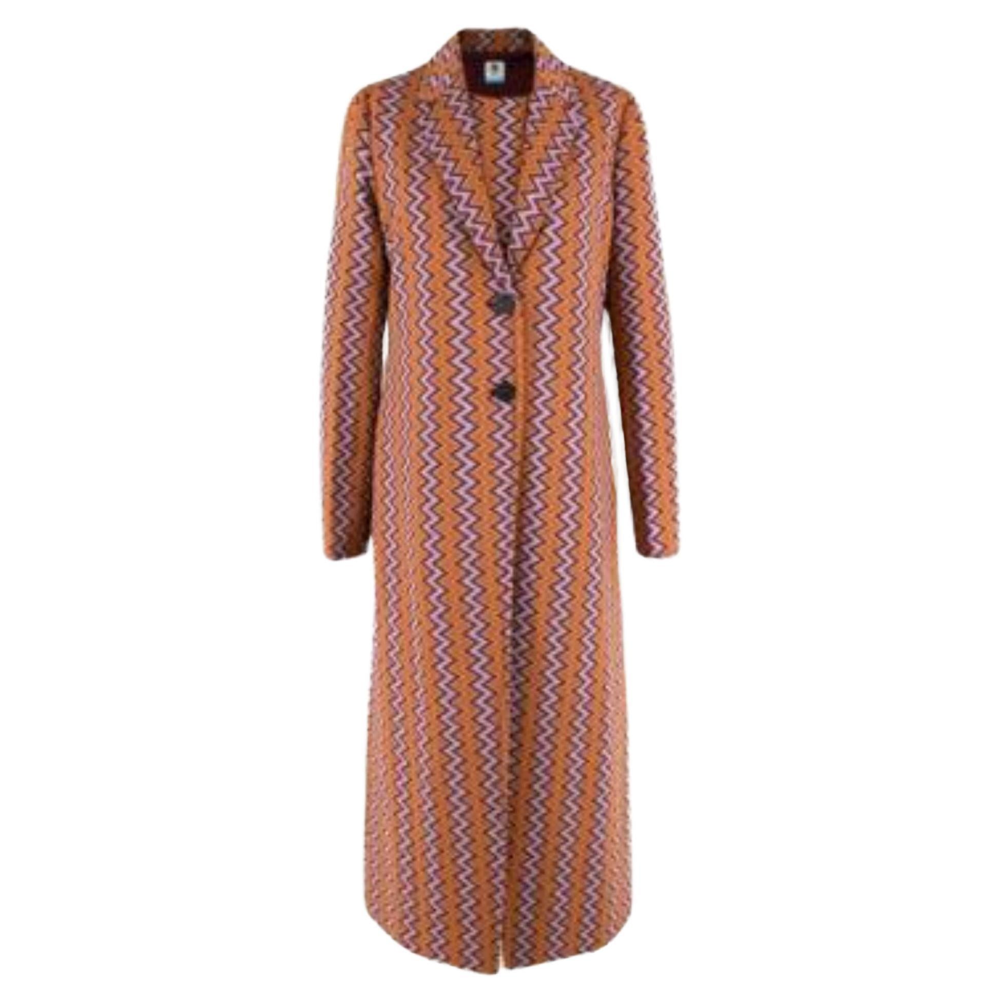 Missoni M Orange Zig Zag Printed Coat & Dress Suit For Sale