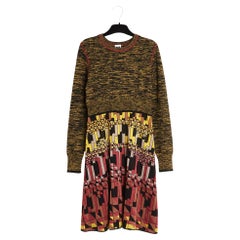 M Missoni M Robe IT38 FR34 Intarsia e Geometrico Abito Skater in Lana Nero UK6 U4
