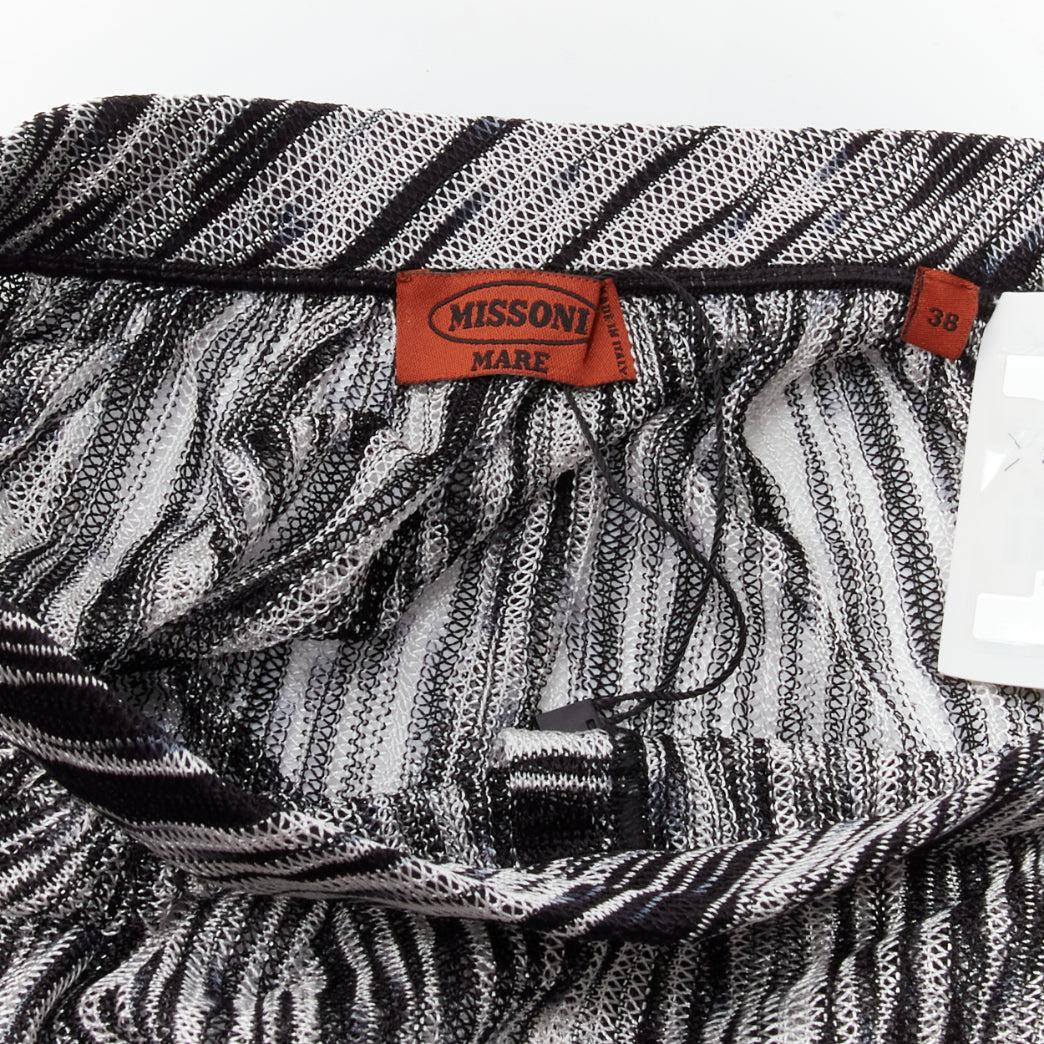 MISSONI Mare black white melange knit elastic wrap sarong skirt IT38 XS For Sale 4