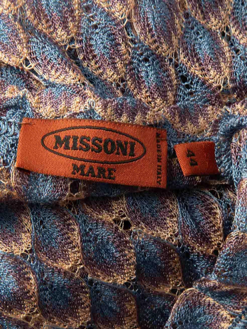 Missoni Mare Blue Sheer Patterned Knit Beach Dress Size L In Good Condition In London, GB