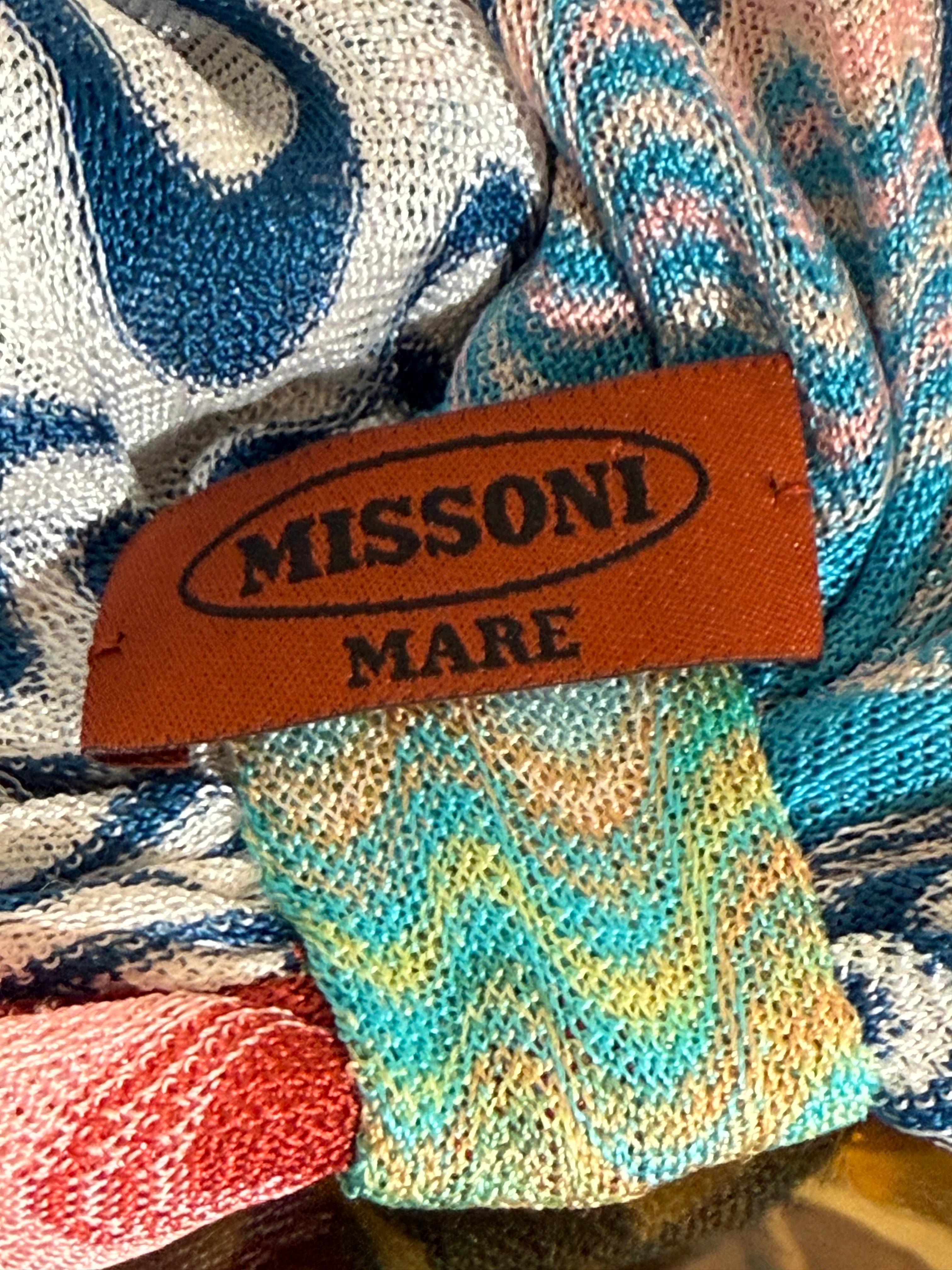 Turban classique en jersey de rayonne de Missoni Mare, bleu aqua et pêche en vente 5