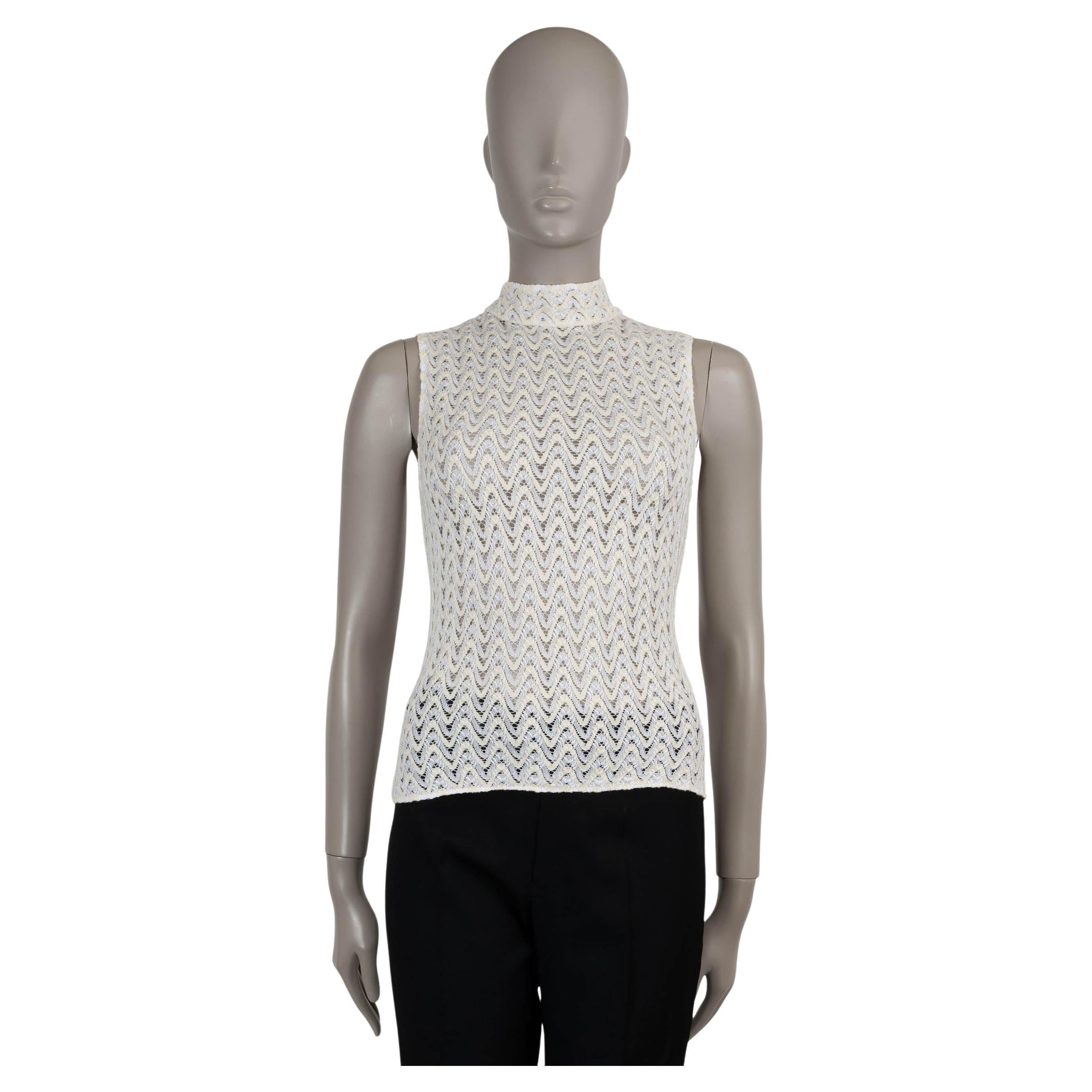 MISSONI MARE Cremefarbenes Viskose 2023 TURTLENECK KNIT Tank-Top Shirt 42 M