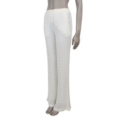 MISSONI MARE cream viscose 2023 WIDE CROCHET KNIT Pants 42 M