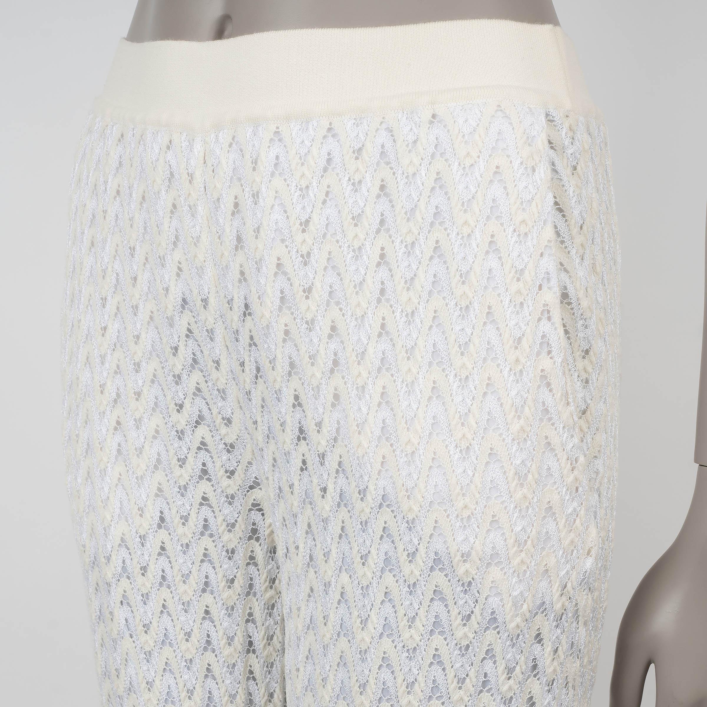 Pantalon MISSONI MARE en viscose crème 2023 WIDE CROCHET Knit 42 M Pour femmes en vente
